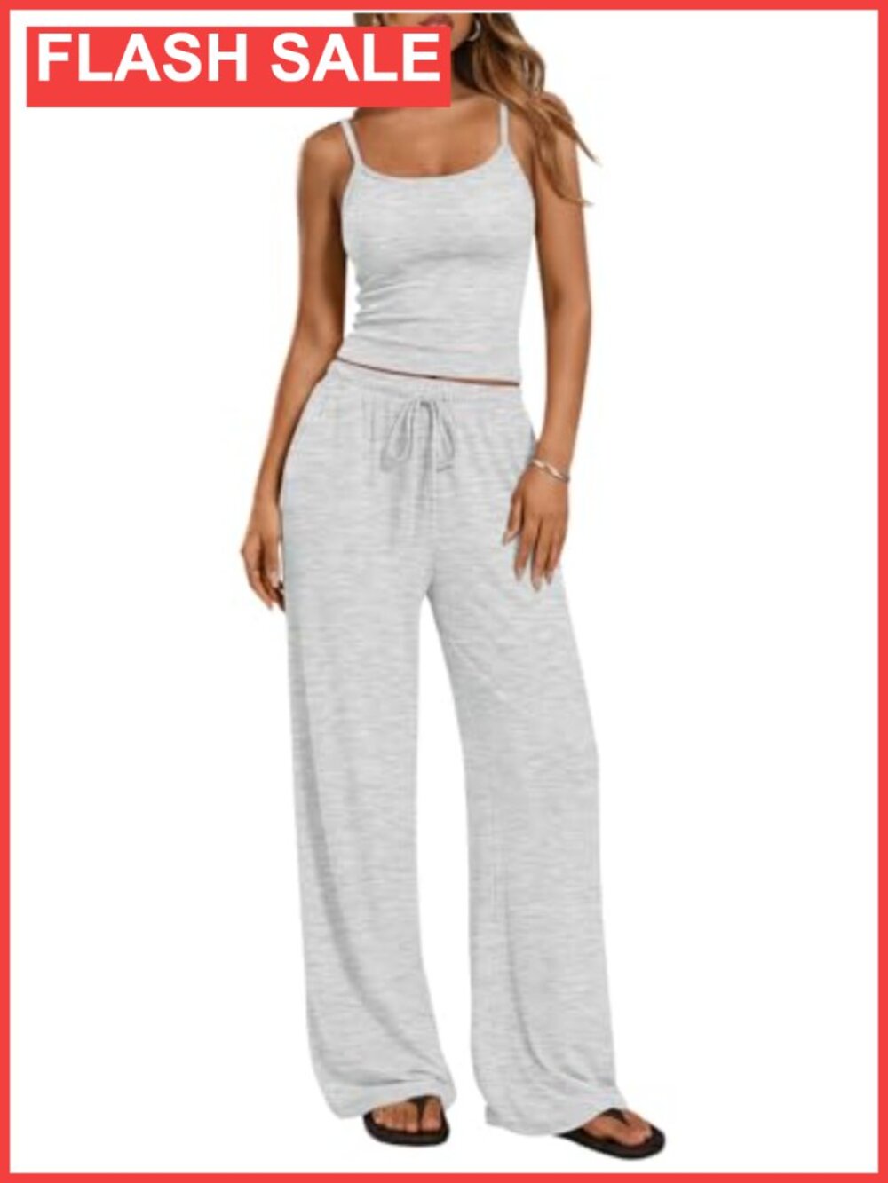 Womens 2 Piece Lounge Set Camisole Top Wide Leg Pants Summer